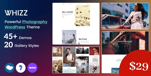 Whizz Photography WordPress Theme — homepage layout