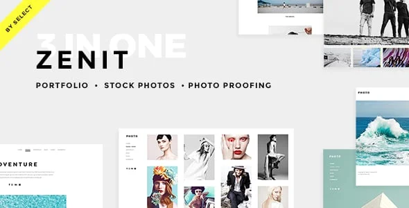 Zenit - Clean Photography WordPress Theme — homepage layout