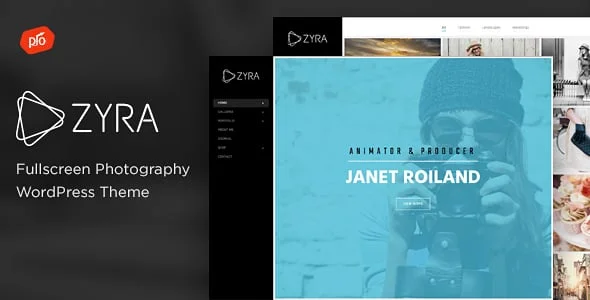 Zyra - Fullscreen Photography WordPress Theme — homepage layout