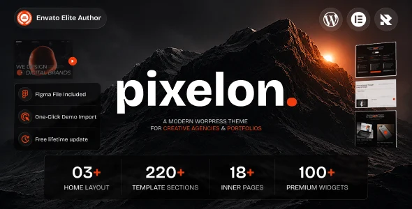 Pixelon - Creative Digital Portfolio WordPress Theme WordPress theme homepage layout for a agency creative website