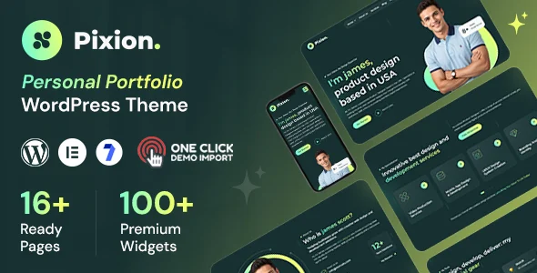 Pixion - Developer Portfolio WordPress Theme WordPress theme homepage layout for a creative creative website