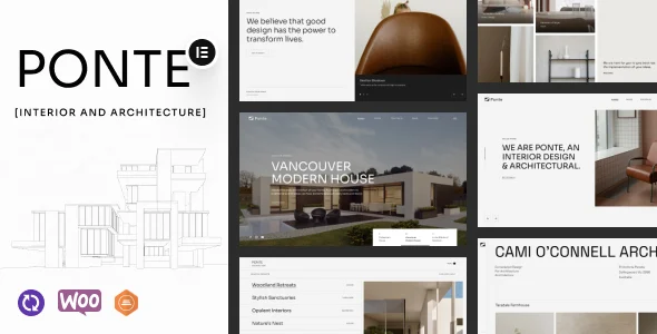 Ponte - Interior Design & Architecture WordPress Theme WordPress theme homepage layout for a architect creative website