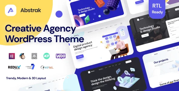Abstrak - Agency & Portfolio WordPress Theme — homepage layout