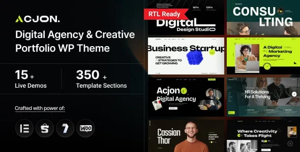 Acjon – Digital Agency WordPress Theme — homepage layout