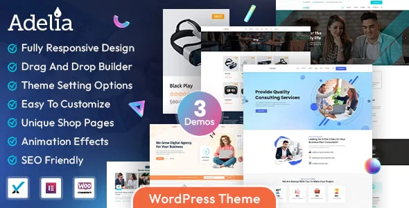 Adelia - Corporate Business WordPress Theme — homepage layout