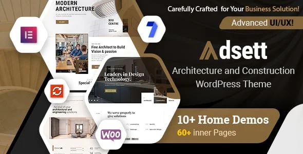 Adsett - Architecture WordPress Theme — homepage layout