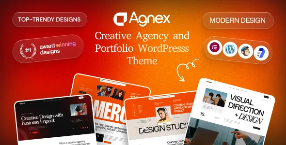 Agnex - Creative Agency & Portfolio WordPress Theme WordPress theme homepage layout for a Agency WordPress Theme portfolio website