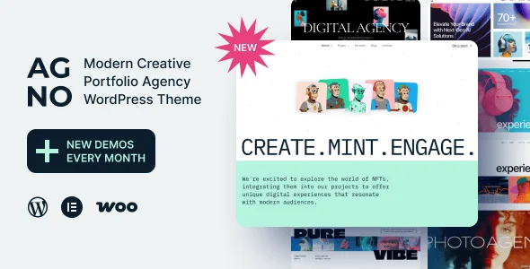 Agno - Creative Portfolio Agency WordPress Theme — homepage layout