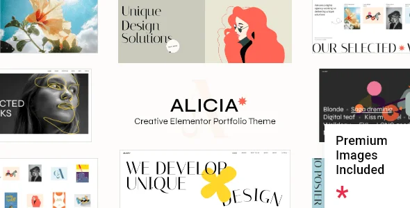 Alicia - Elementor Portfolio WordPress Theme — homepage layout