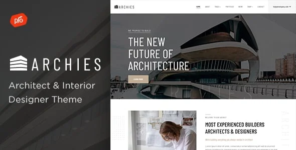 Archies - Architect & Interior Designer WordPress Theme — homepage layout