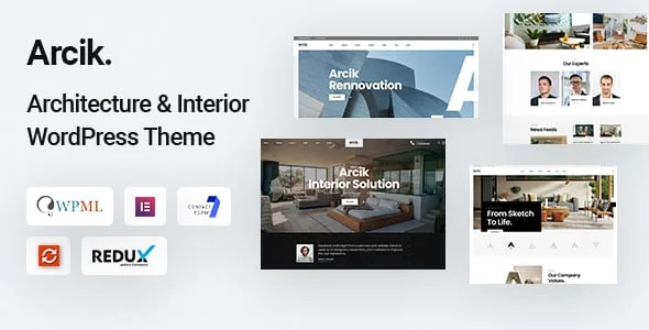 Arcik - Architecture WordPress Theme — homepage layout