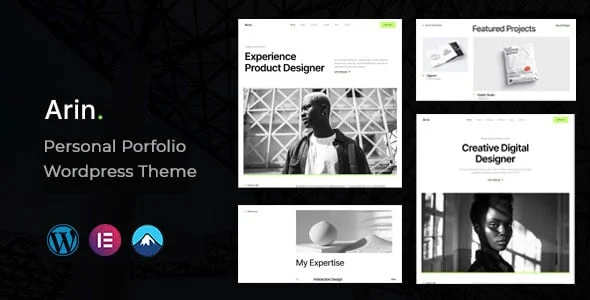 Arin - Personal Portfolio WordPress Theme — homepage layout