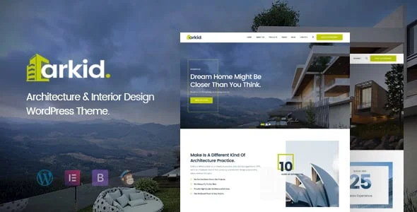 Arkid - Architecture and Interior Design WordPress Theme — homepage layout