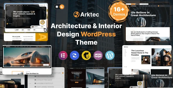 Arktec - Architecture WordPress Theme — homepage layout