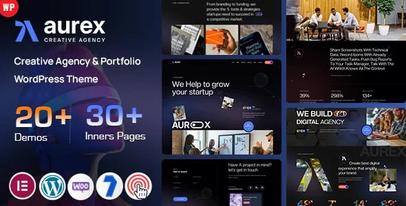 Aurex - Agency Portfolio WordPress — homepage layout
