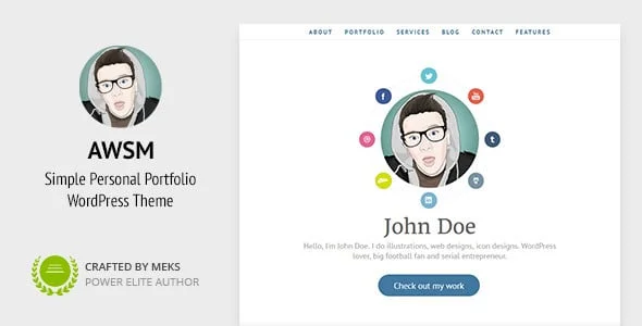 AWSM - One Page CV / Resume & Personal Portfolio WordPress Theme — homepage layout