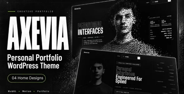 Axevia – Personal Portfolio WordPress Theme WordPress theme homepage layout for a agency portfolio website