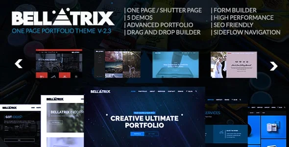Bellatrix | WordPress Portfolio Theme - Shutter One Page — homepage layout