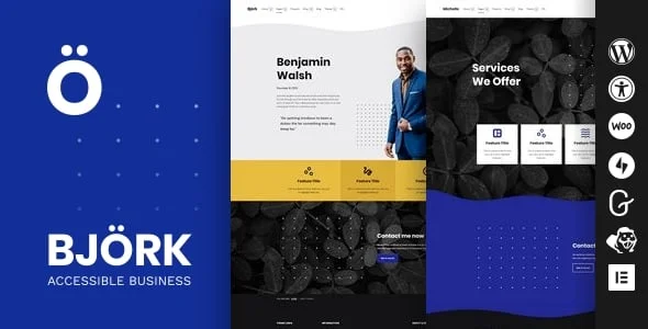 Björk - Accessible Portfolio WordPress Theme — homepage layout
