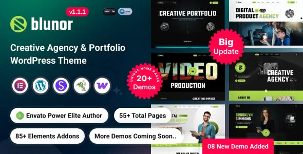 Blunor – Creative Agency WordPress Theme — homepage layout