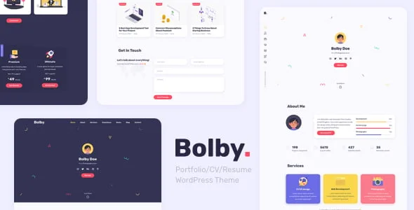 Bolby - Portfolio/CV/Resume WordPress Theme — homepage layout