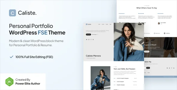 Caliste – Personal Portfolio CV & Resume Gutenverse FSE WordPress Block Theme — homepage layout