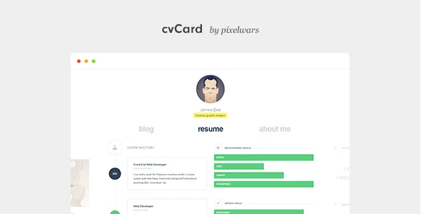 cvCard WP - Responsive WordPress Resume Theme — homepage layout
