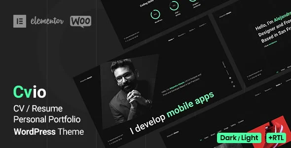 Cvio - Personal Portfolio WordPress Theme — homepage layout