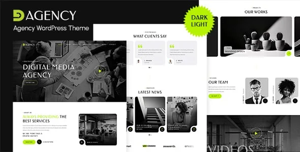 Dagency - Digital Agency WordPress Theme — homepage layout