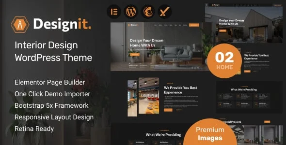 Designit – Interior Design WordPress Theme — homepage layout
