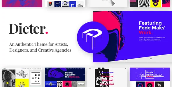 Dieter - Authentic Artist & Creative Design Agency WordPress Theme — homepage layout