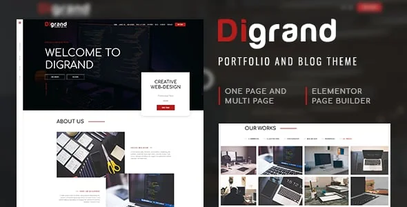 Digrand - Portfolio And Blog Theme — homepage layout