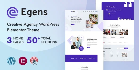 Egens - Creative Agency WordPress Theme — homepage layout