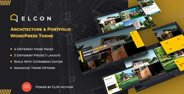 Elcon - Architecture & Portfolio WordPress Theme — homepage layout