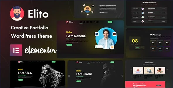 Elito - Creative Portfolio  WordPress Theme — homepage layout