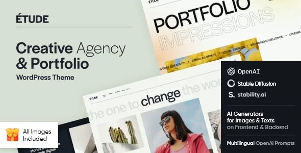 Etude - Design Agency & Branding Studio WordPress Theme — homepage layout