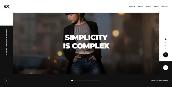 Fightex - Showcase Portfolio WordPress Theme — homepage layout