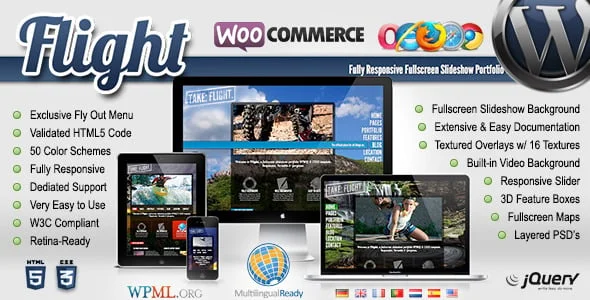 Flight - Responsive Fullscreen Background Theme — homepage layout