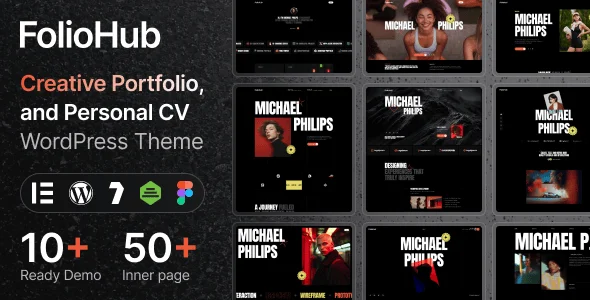 FolioHub - Personal Portfolio WordPress Theme — homepage layout
