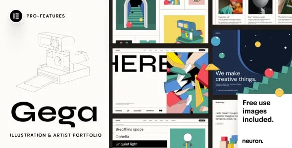 Gega - Illustration & Artist Portfolio WordPress Theme — homepage layout