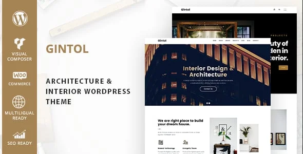 Gintol - Interior And Architecture WordPress Theme — homepage layout