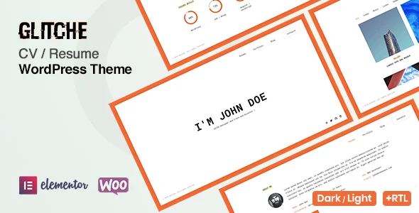 Glitche - CV Resume WordPress Theme — homepage layout