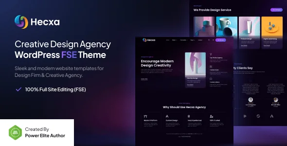 Hecxa – Creative Design Agency Gutenverse FSE WordPress Block Theme — homepage layout