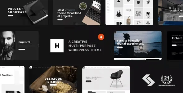 Heli - Minimal Creative Black and White WordPress Theme — homepage layout