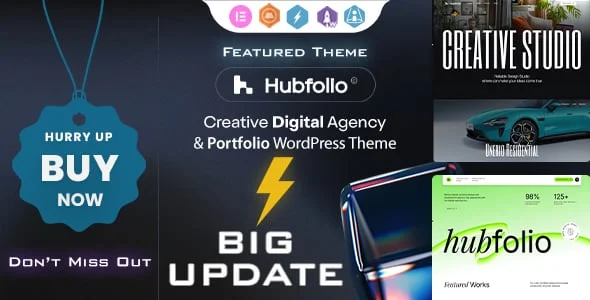 Hubfolio - Creative Portfolio & Digital Agency WordPress Elementor Theme — homepage layout