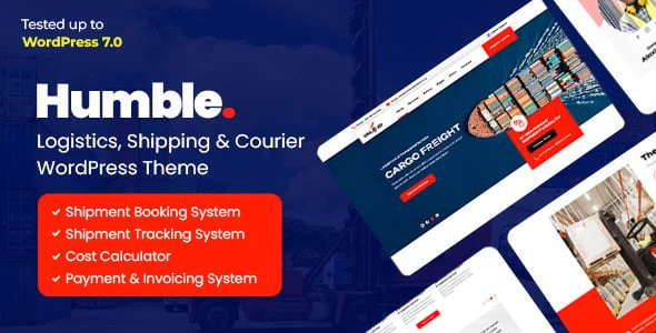 Humble - A WordPress Theme with Shipment Booking & Tracking System — homepage layout