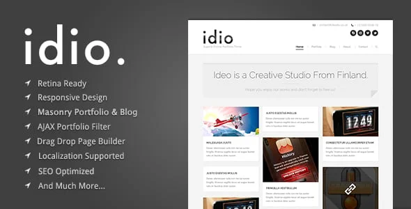 idio - Minimalistic WordPress Portfolio Theme — homepage layout