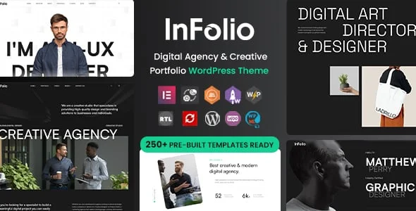 Infolio - Digital Agency & Creative Portfolio WordPress Elementor Theme — homepage layout