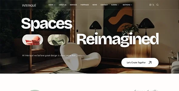 Interique | Interior Design WordPress Theme — case study or portfolio page