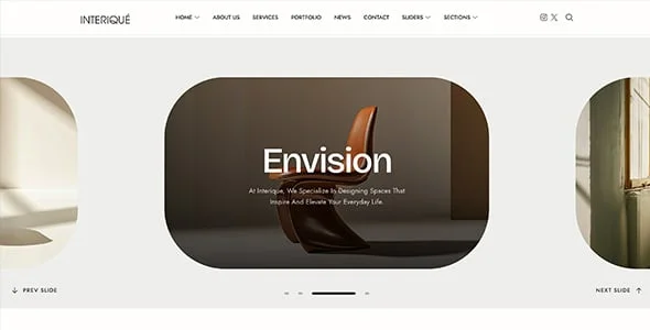 Interique | Interior Design WordPress Theme — content section layout